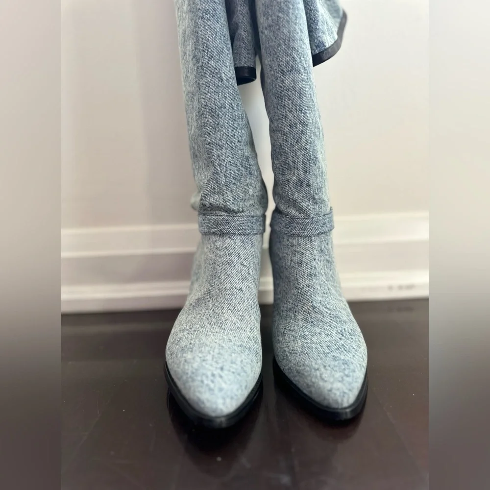 Isabel Marant BNIB Learon Denim Over-the-Knee Boots Size 37 - Picture 5 of 14